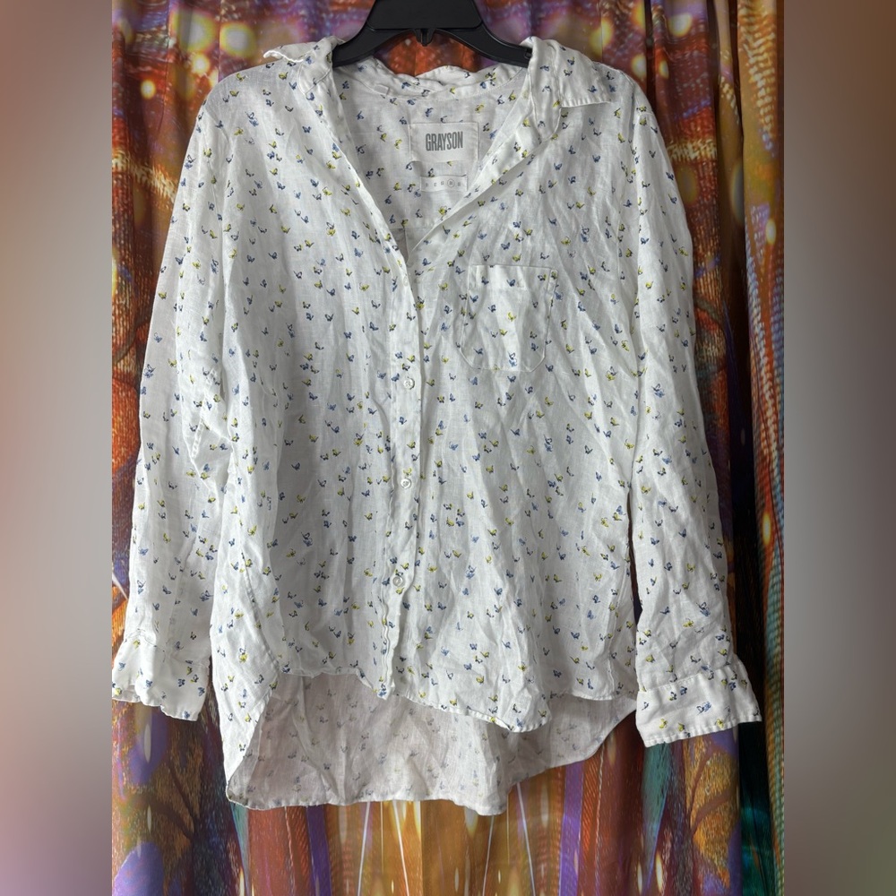Grayson The Hero Butterfly Linen Button Down Long Sleeve 🤍🦋